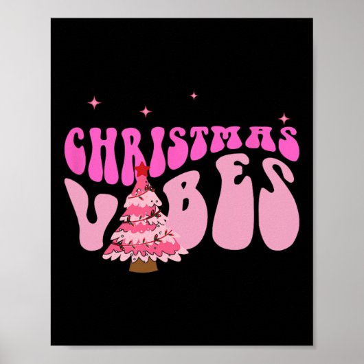 Roze Kerstvibes Kerstkerstpyjama Poster (Voorkant)
