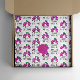 Roze kerstWaterverf Holly Tissue Paper Tissuepapier