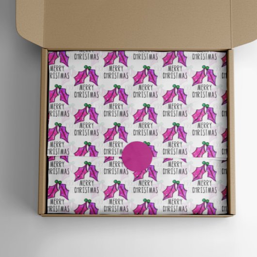 Roze kerstWaterverf Holly Tissue Paper Tissuepapier