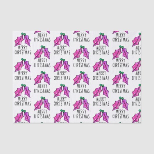 Roze kerstWaterverf Holly Tissue Paper Tissuepapier