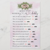 Roze kerstwinter Baby shower "Raad eens wie" game (Voorkant)