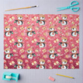 Roze kerstwinterpinguïns Snowflakes voor kinderen Tissuepapier (Craft)