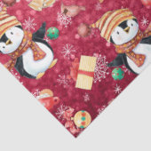 Roze kerstwinterpinguïns Snowflakes voor kinderen Tissuepapier (Detail)