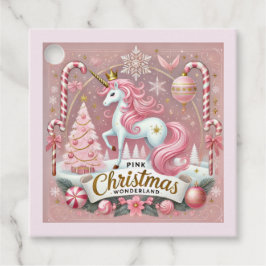 Roze Kerstwonderland Eenhoorn Bedankjes Labels
