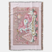Roze Kerstwonderland Eenhoorn Deken (Voorkant Verticaal)