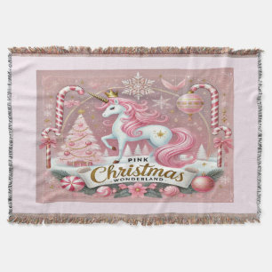 Roze Kerstwonderland Eenhoorn Deken