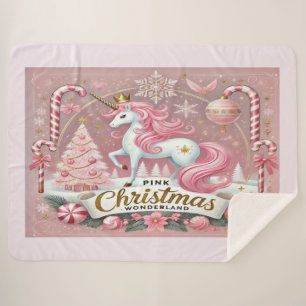 Roze Kerstwonderland Eenhoorn Sherpa Deken