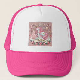 Roze Kerstwonderland Eenhoorn Trucker Pet