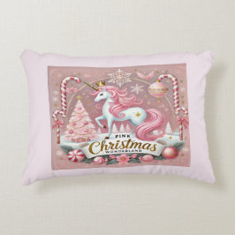 Roze Kerstwonderland Eenhoring Accentkussen Accent Kussen