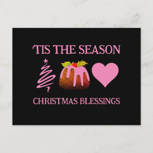 Roze KERSTZEGENINGEN Ansichtkaart Briefkaart