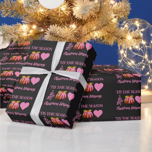 Roze KERSTZEGENINGEN Cadeaupapier (Feestdagen)