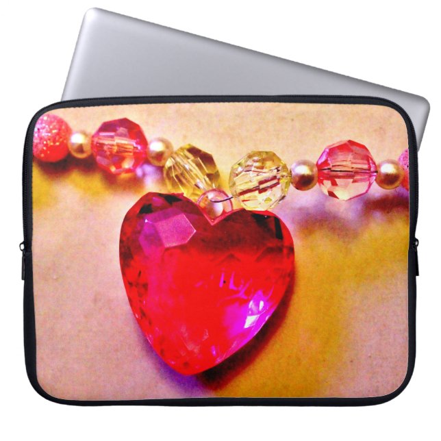 Roze Ketting van het hart Laptop Sleeve (Voorkant)