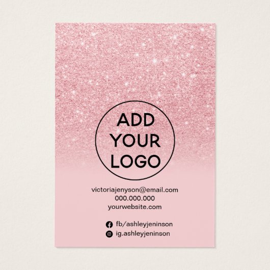 Roze ketting voor regenboogbijouterieën visitekaartje (Achterkant)