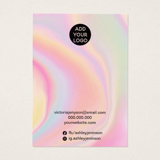 roze ketting voor regenboogsieraden , eenhoornacht visitekaartje (Achterkant)