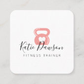 Roze Kettlebell & Heart Fitness & Personal Trainer Vierkante Visitekaartje (Voorkant)