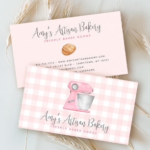 Roze Keuken Staande Mixer Gingham Bakkerij Chef Visitekaartje
