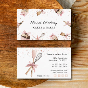Roze keukengerei & cupcake bakkerij visitekaartje