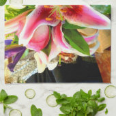 roze keukenhanddoek (Gevouwen)