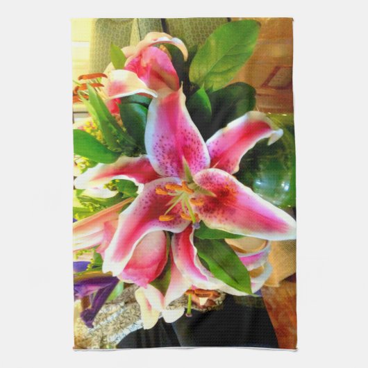 roze keukenhanddoek (Verticaal)