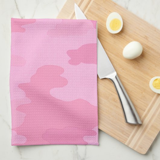 Roze keukenhanddoek Camouflage (Quarter Fold)