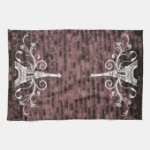 Roze keukenhanddoek Eiffel Grunge Kitchen (Horizontaal)