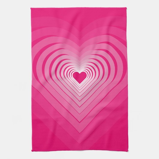 Roze keukenhanddoek met hartjes (Verticaal)