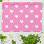 Roze keukenhanddoek met witte harten (Gevouwen)