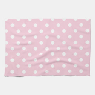 Roze keukenhanddoek met witte stippen