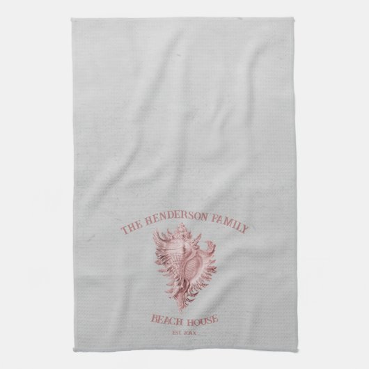 Roze keukenhanddoek Shell (Verticaal)