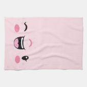 Roze keukenhanddoeken in Kawaii Face Kitchen (Horizontaal)