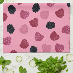 Roze Keukenhanddoeken met Bessen in Pop Art-stijl