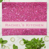 Roze keukenhanddoeken van Faux Glitter Girly Chic  (Gevouwen)