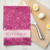 Roze keukenhanddoeken van Faux Glitter Girly Chic  (Quarter Fold)