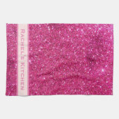 Roze keukenhanddoeken van Faux Glitter Girly Chic  (Horizontaal)