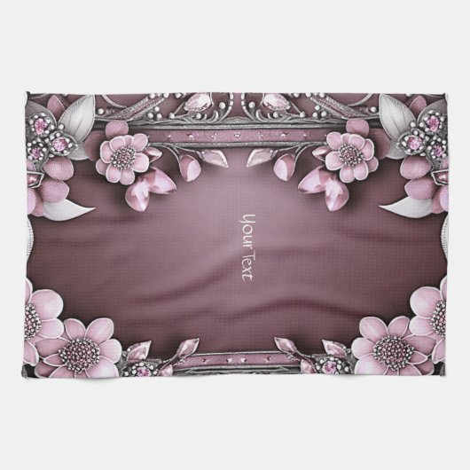 Roze keukenhanddoeken van Floral (Horizontaal)