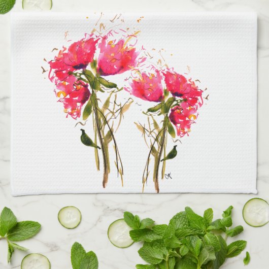 Roze keukenhanddoeken van Floral (Gevouwen)