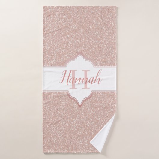 Roze keukenhanddoeken van Glitter Monogram Bad Handdoek (Badhanddoek)