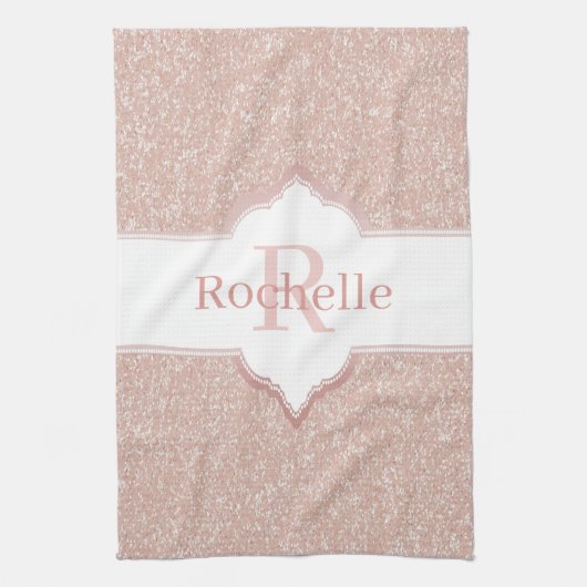 Roze keukenhanddoeken voor Glitter Monogram (Verticaal)