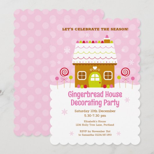 Roze keukenhuis Decoratieve Partij Uitnodiging (Voorkant / Achterkant)