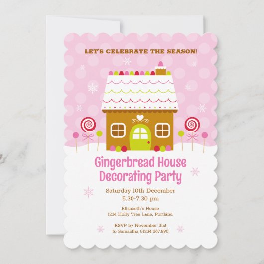 Roze keukenhuis Decoratieve Partij Uitnodiging (Voorkant)