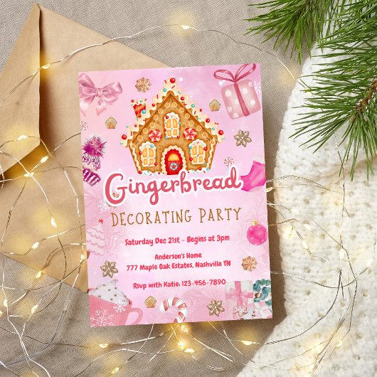 Roze keukenhuis Decoratieve Partij Uitnodiging