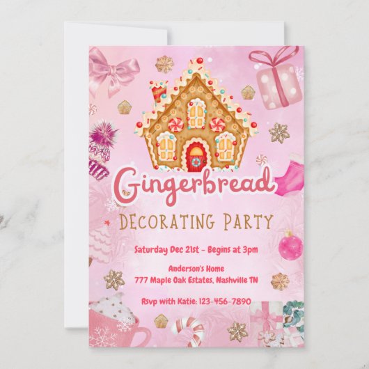 Roze keukenhuis Decoratieve Partij Uitnodiging (Voorkant)