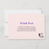 Roze keukenkat bedankkaart (Achterkant)