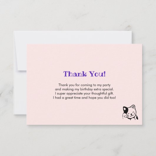 Roze keukenkat bedankkaart (Achterkant)