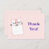 Roze keukenkat bedankkaart (Voorkant / Achterkant)