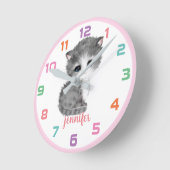 Roze keukenkat kleurrijke Kinder wandklok (Hoek)