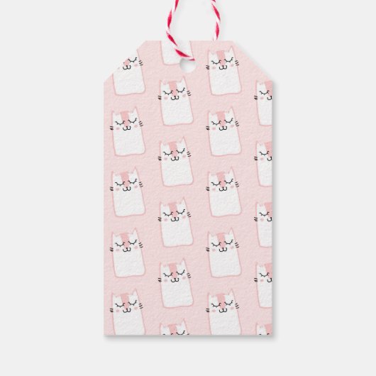 Roze keukenkat op zaterdag cadeaulabel (Achterkant)