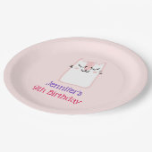 Roze keukenkat op zaterdag papieren bordje (Gekanteld)