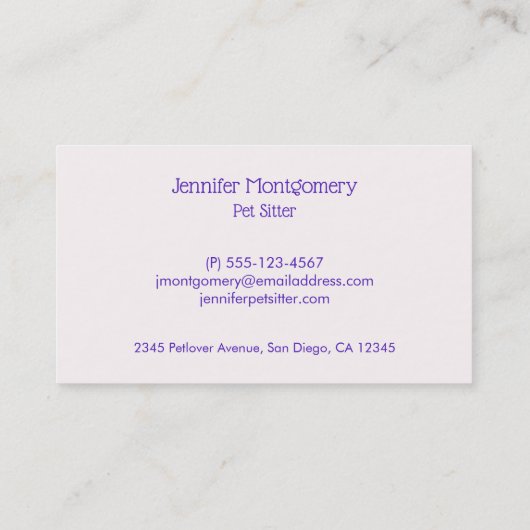 Roze keukenkat visitekaartje (Achterkant)