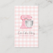Roze Keukenmixer Gingham QR Code Bakkerij Visitekaartje (Voorkant)